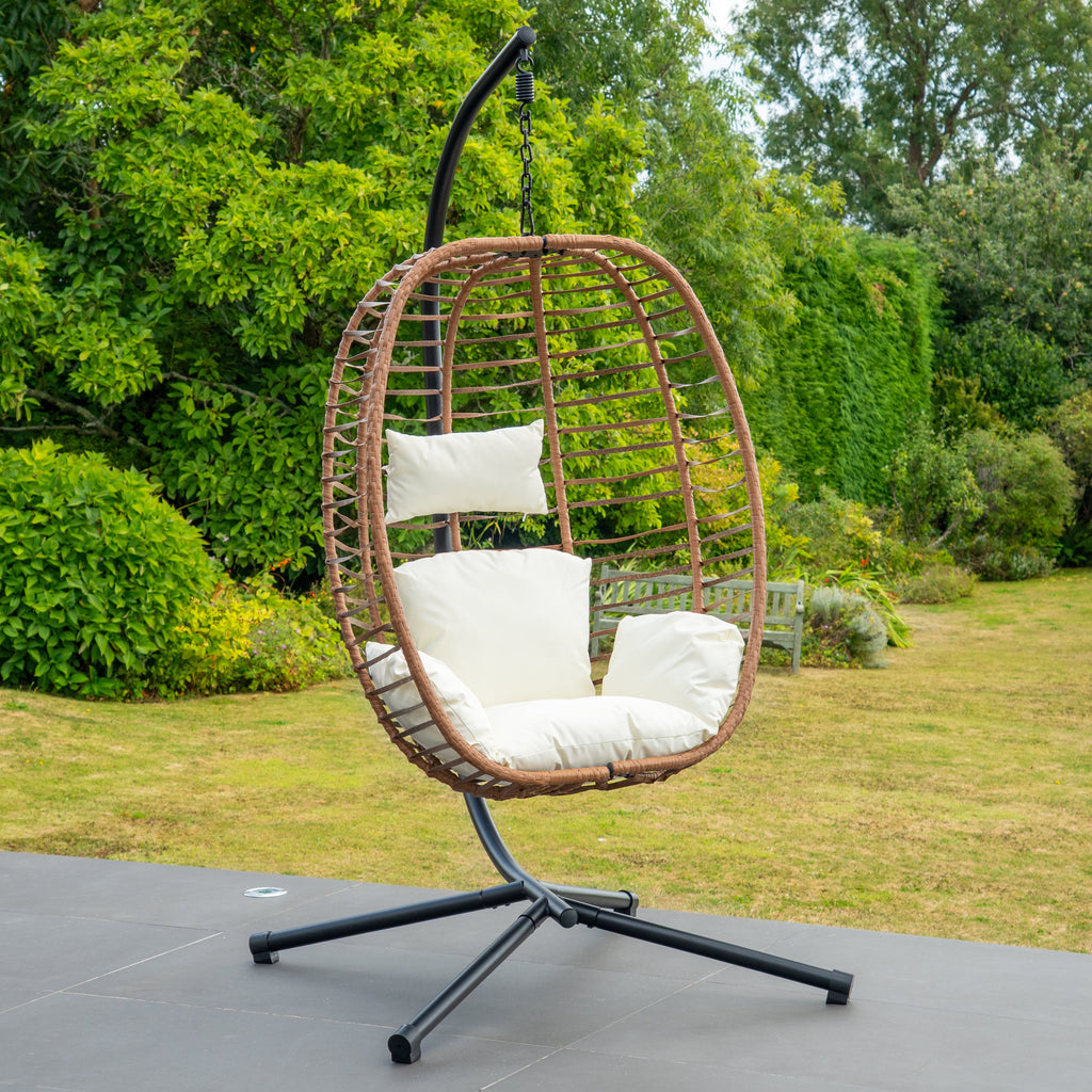Cotehele - Single Egg Chair in Cream on Brown