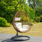 Belton - Single Egg Chair in Cream on Brown