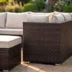 Stowe - 7 Seat L-Shape Modular Set in Cream on Brown