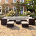 Stowe - 12 Seat Large U-Shape Modular Set in Cream on Brown