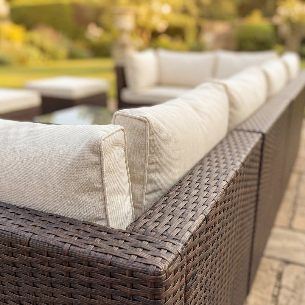 Stowe - 12 Seat Large U-Shape Modular Set in Cream on Brown