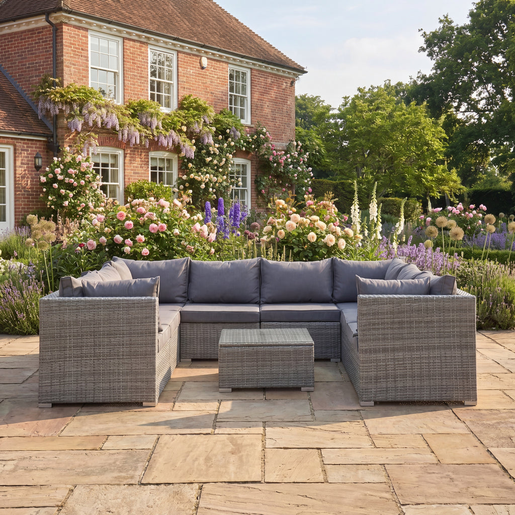 Anglesey - 8 Seat Small U-Shape Modular Set in Grey on Grey