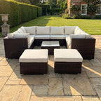 Stowe - 10 Seat Small U-Shape Modular Set in Cream on Brown