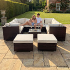 Stowe - 10 Seat Small U-Shape Modular Set in Cream on Brown
