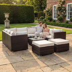 Stowe - 10 Seat Small U-Shape Modular Set in Cream on Brown