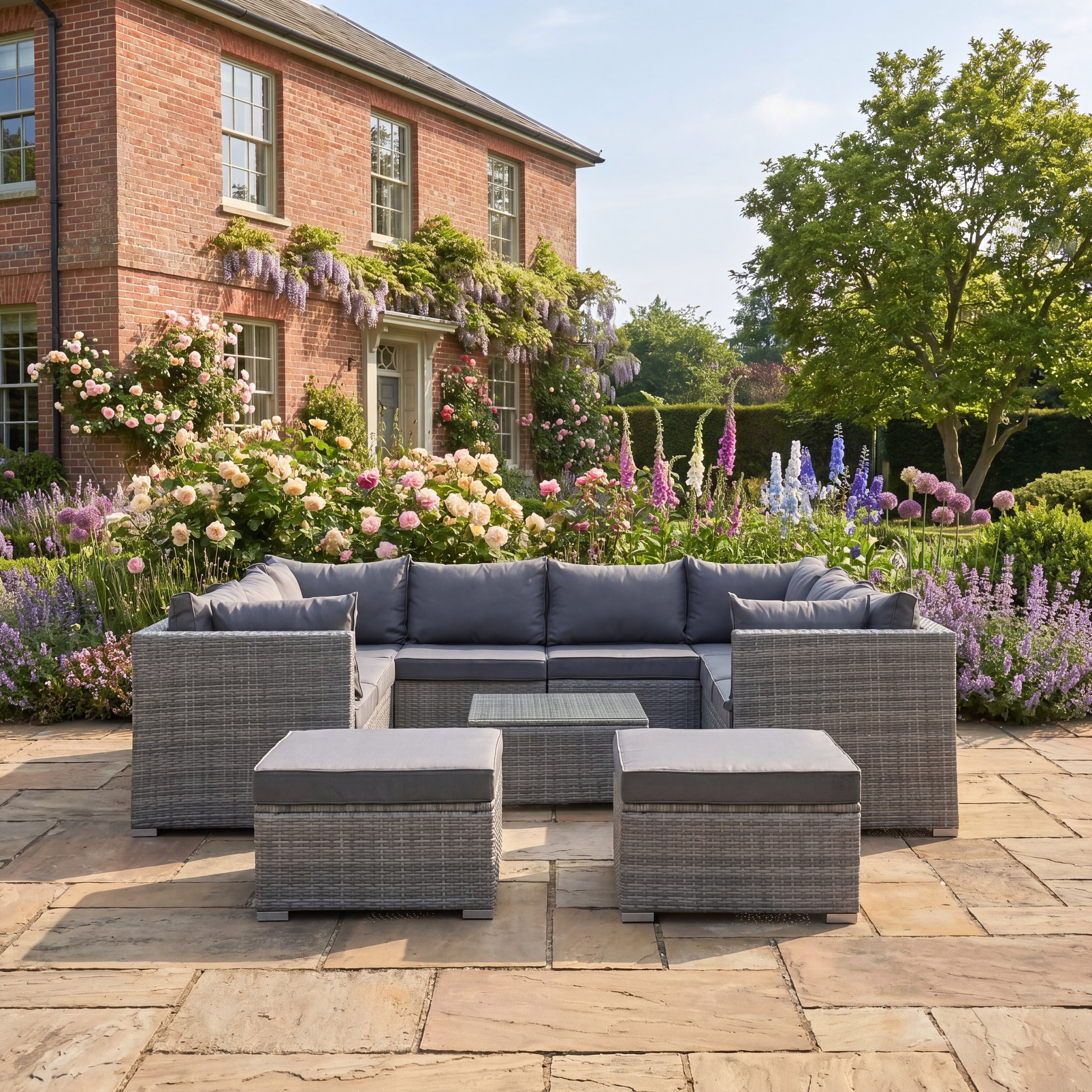 Anglesey - 10 Seat Small U-Shape Modular Set in Grey on Grey