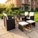 Blickling - 9 Piece Rattan Cube Set in Cream on Brown