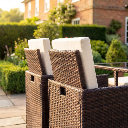 Blickling - 9 Piece Rattan Cube Set in Cream on Brown