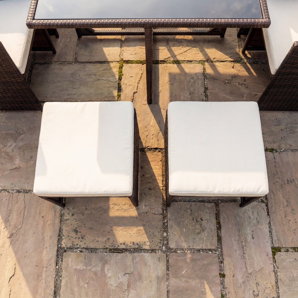 Blickling - 9 Piece Rattan Cube Set in Cream on Brown