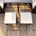 Blickling - 9 Piece Rattan Cube Set in Cream on Brown