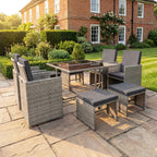 Blickling - 9 Piece Rattan Cube Set in Dark Grey on Grey