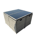 Blickling - 9 Piece Rattan Cube Set in Dark Grey on Grey