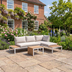 Dunster - Corner Sofa & Table Set in White & Beige