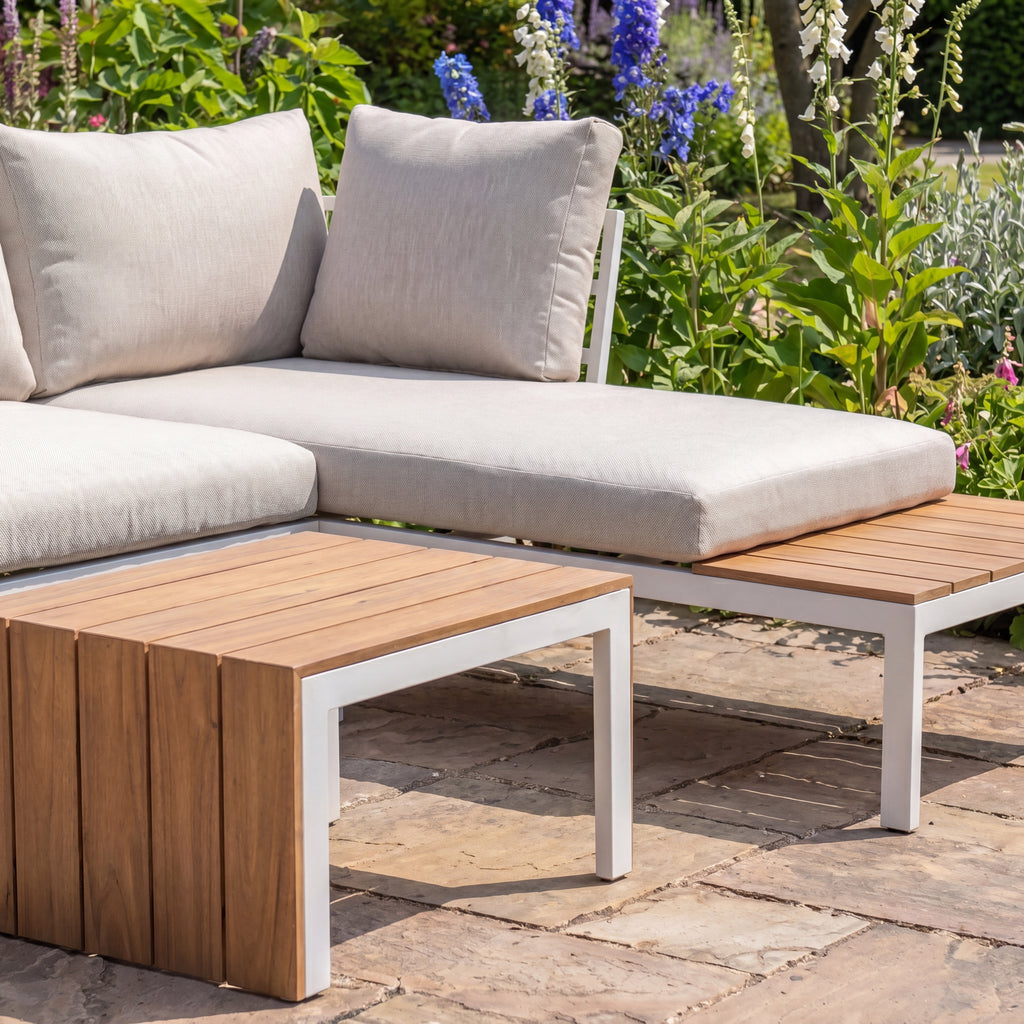Dunster - Corner Sofa & Table Set in White & Beige