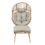 Cragside - Standing Egg Chair & Footstool in Light Brown on Natural