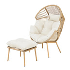Cragside - Standing Egg Chair & Footstool in Cream on Natural