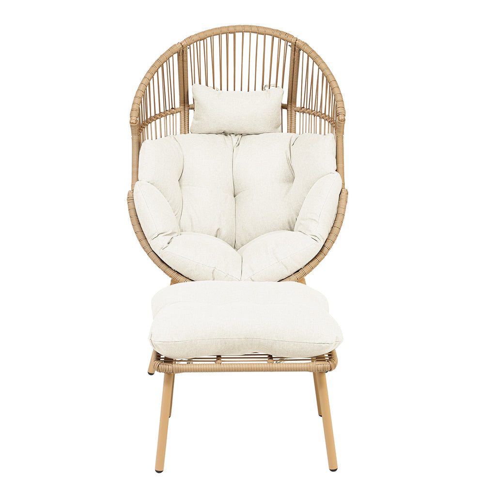 Cragside - Standing Egg Chair & Footstool in Cream on Natural