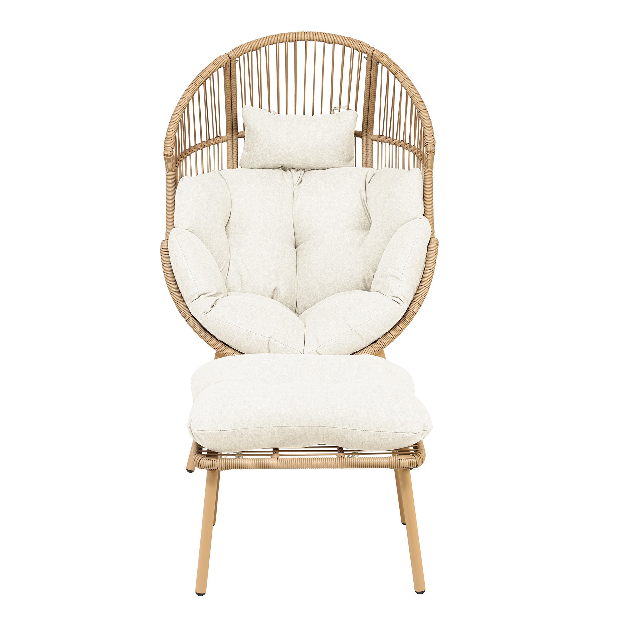 Cragside - Standing Egg Chair & Footstool in Cream on Natural