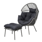 Cragside - Standing Egg Chair & Footstool in Dark Grey on Grey