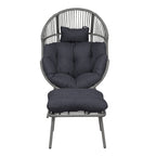 Cragside - Standing Egg Chair & Footstool in Dark Grey on Grey