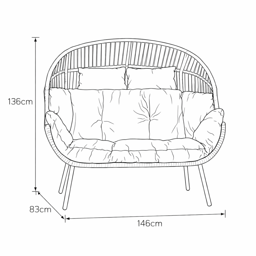 Chartwell - 2 Seat Standing Egg Chair in Light Brown on Natural