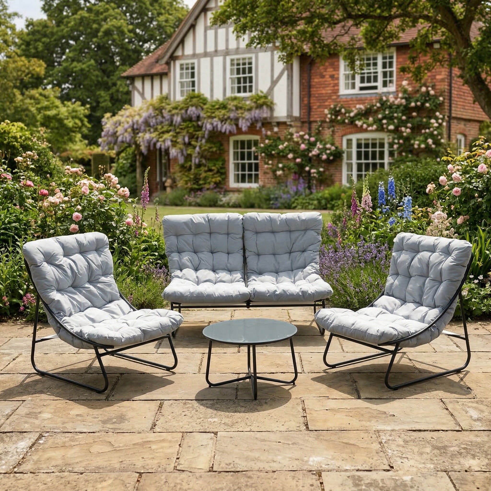 Claydon - Sofa, 2 Chair & Table Set in Light Grey