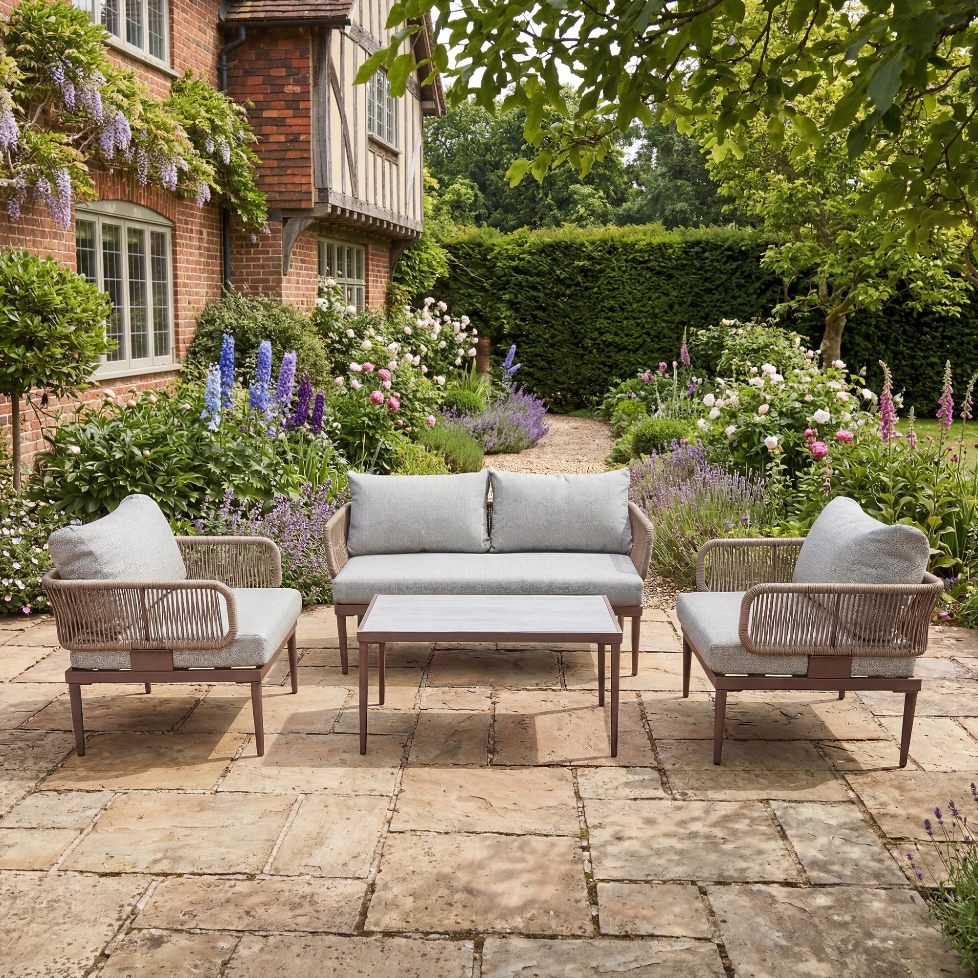 Brimham - Sofa, 2 Chair & Table Set in Brown