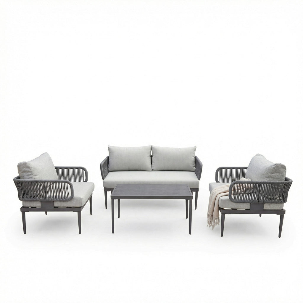 Brimham - Sofa, 2 Chair & Table Set in Grey