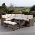 Montacute - Corner, Bench & Table Dining Set in Cream on Brown