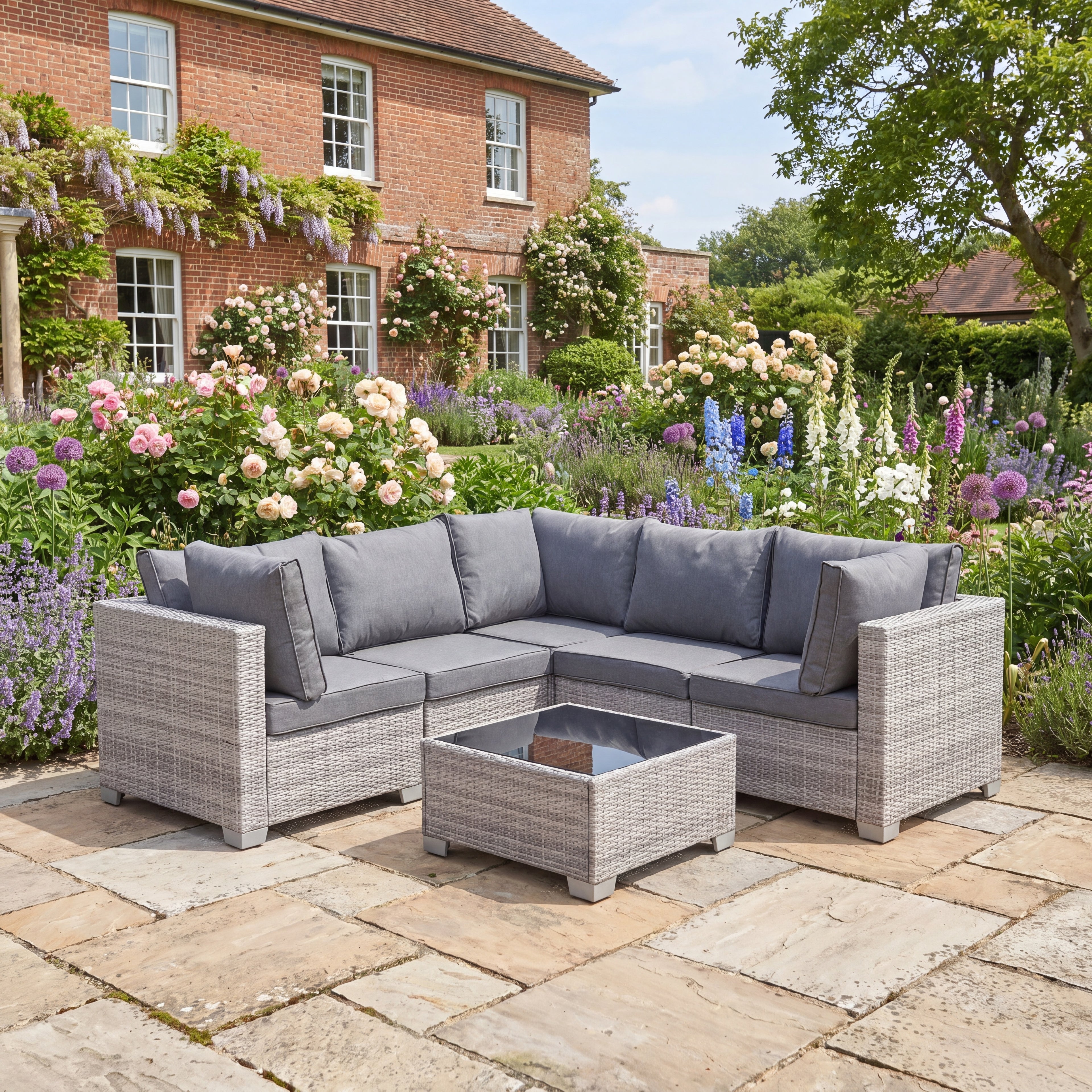 Croome - 5 Seat Modular L-Shape Corner Set in Grey