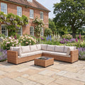 Powis - 7 Seat Modular L-Shape Corner Set in Cream & Tan