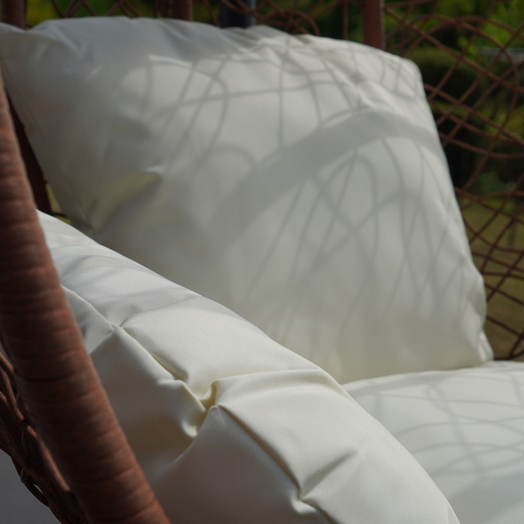 Belton - Single Egg Chair in Cream on Brown