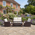 Lyme - 4 Piece Rattan Patio Set in Brown & Cream