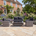 Lyme - 4 Piece Rattan Patio Set in Black & Grey
