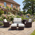 Sudbury - 6 Seat Rattan Patio Set in Brown & Cream