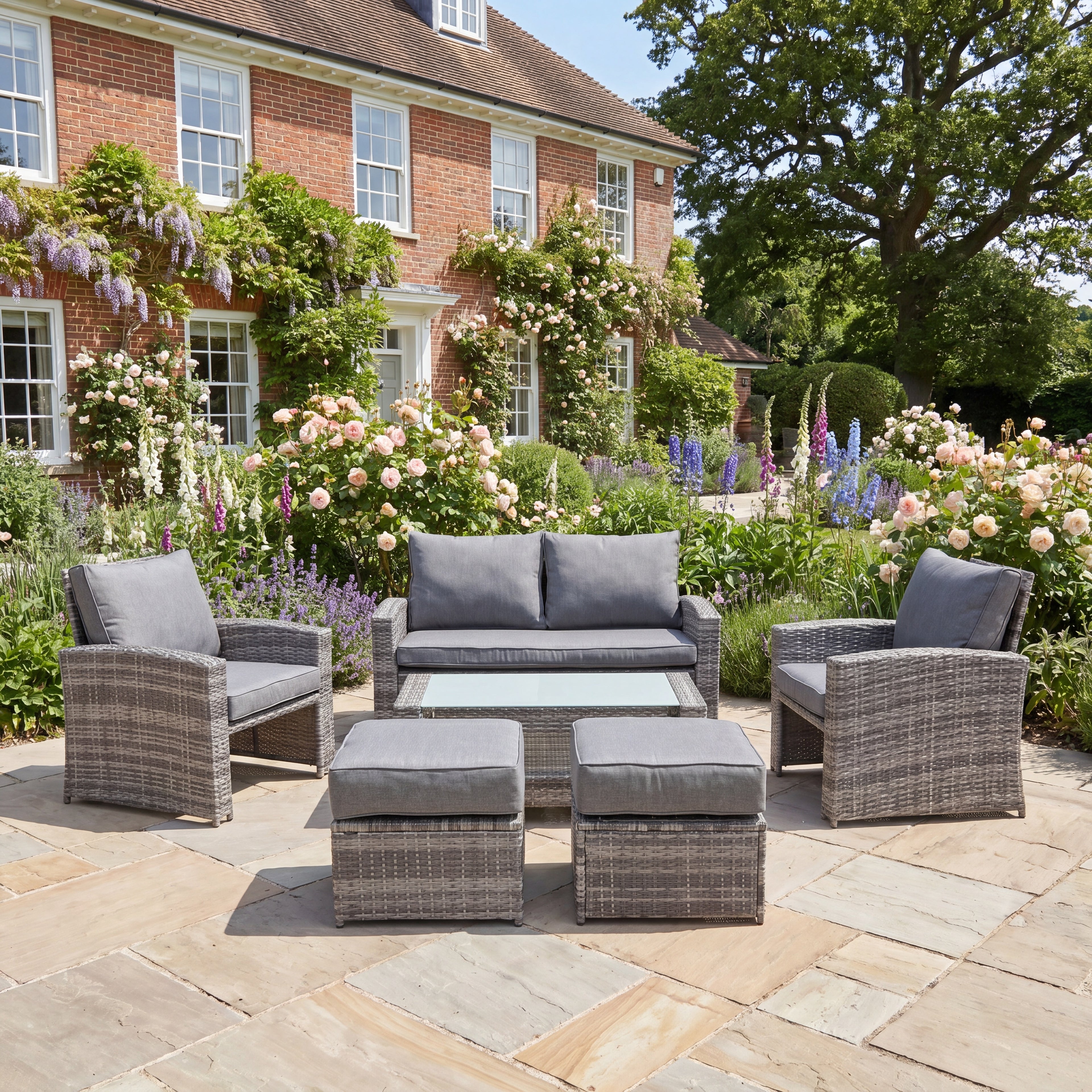Sudbury - 6 Seat Rattan Patio Set in Grey