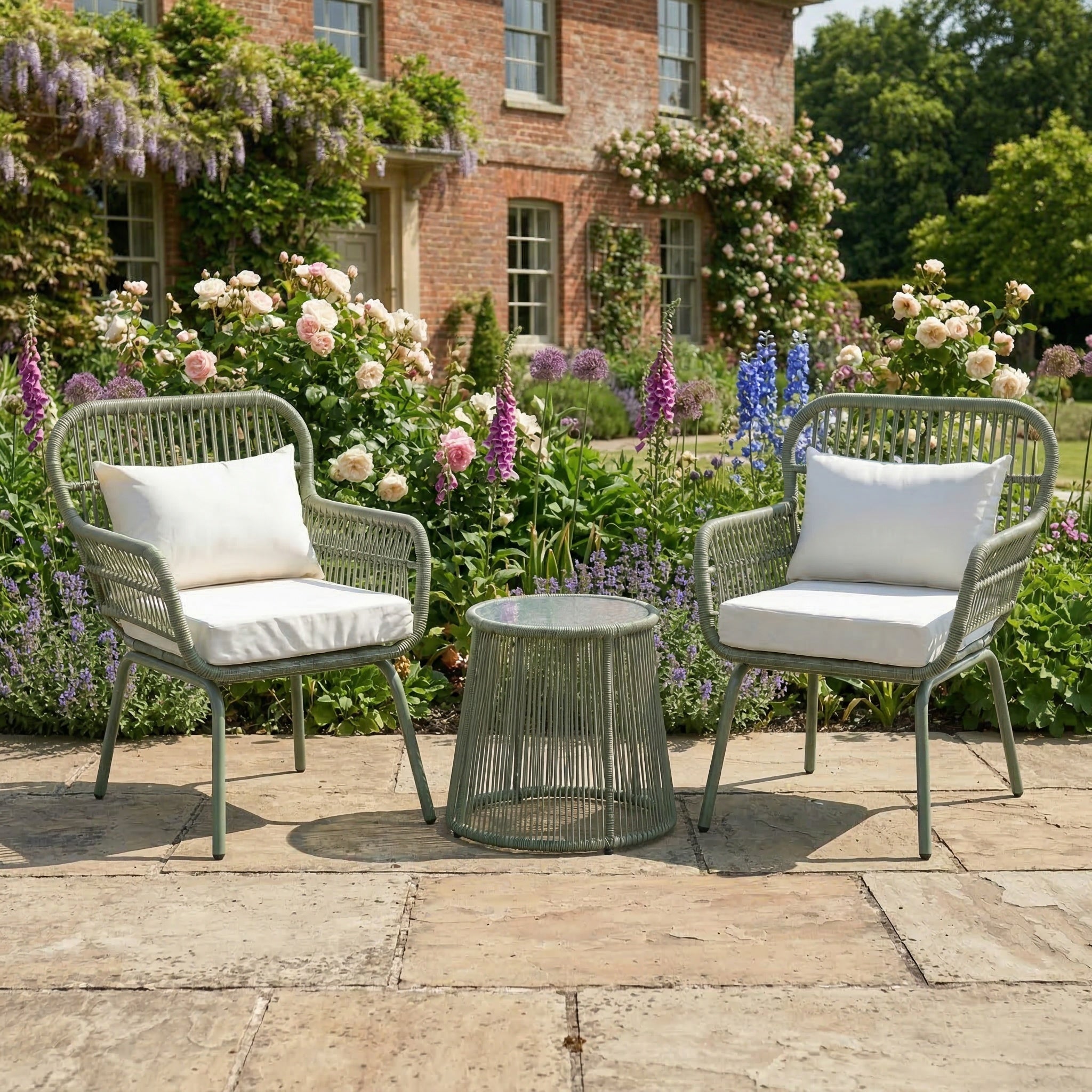 Stourhead - 3 Piece Patio Set in Cream on Green