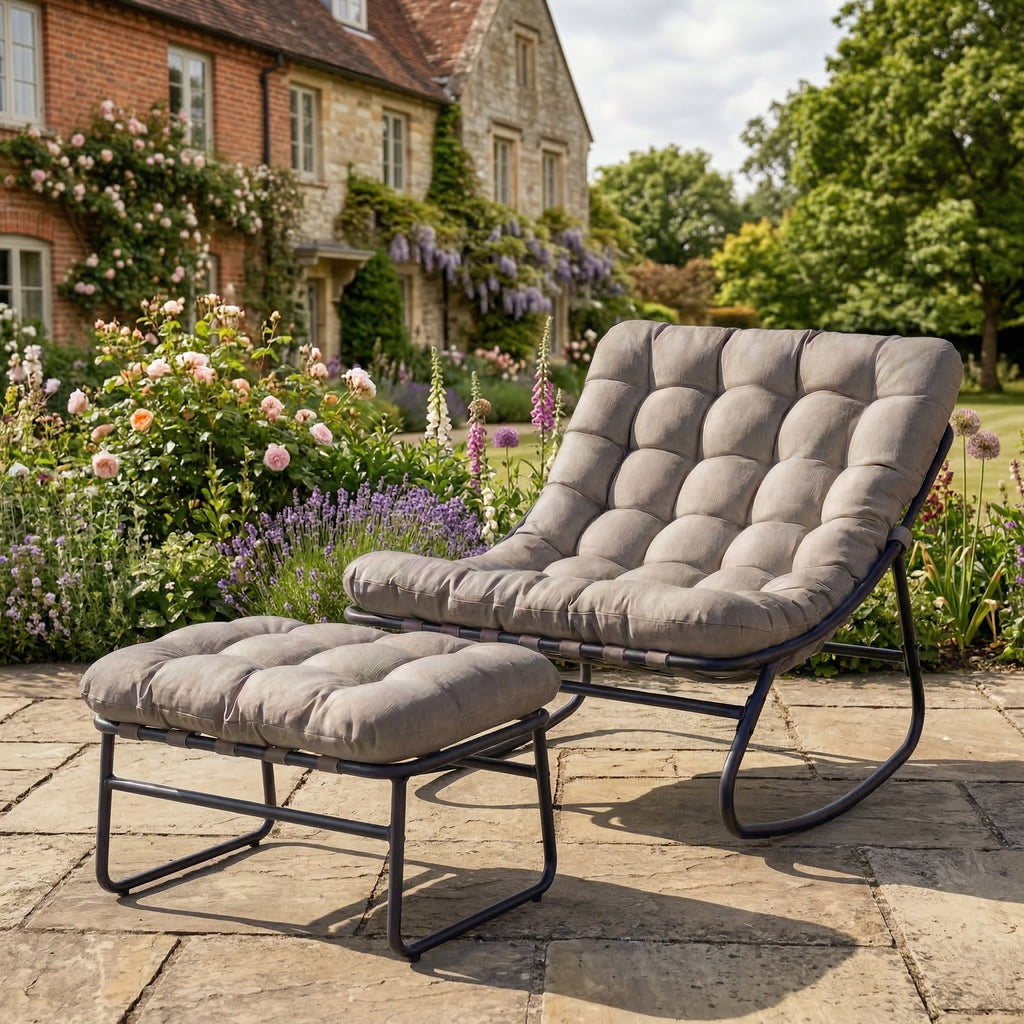 Fountains - Rocking Chair & Stool Set in Light Brown