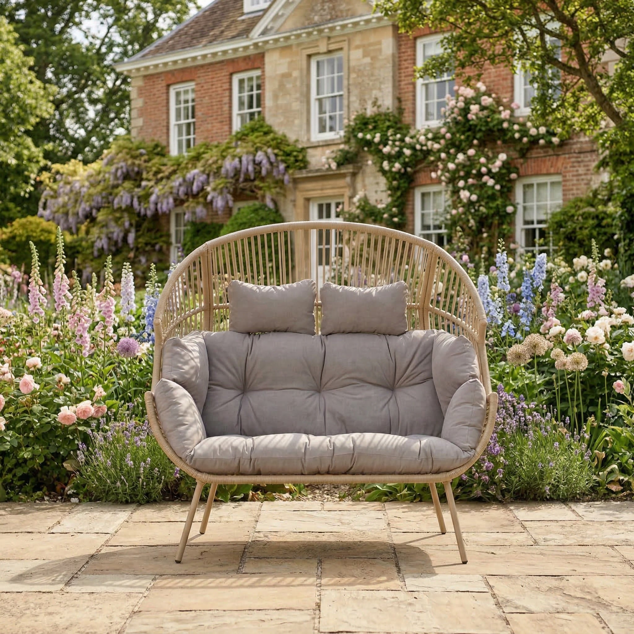 Chartwell - 2 Seat Standing Egg Chair in Light Brown on Natural