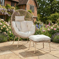 Cragside - Standing Egg Chair & Footstool in Cream on Natural