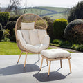 Cragside - Standing Egg Chair & Footstool in Cream on Natural