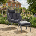 Cragside - Standing Egg Chair & Footstool in Dark Grey on Grey